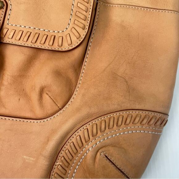 Coach Poppy Whipstitch shoulder bag tan leather with pink lining - Picture 4 of 12